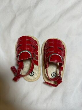 Red Watermelon Baby Sandals with Strap
